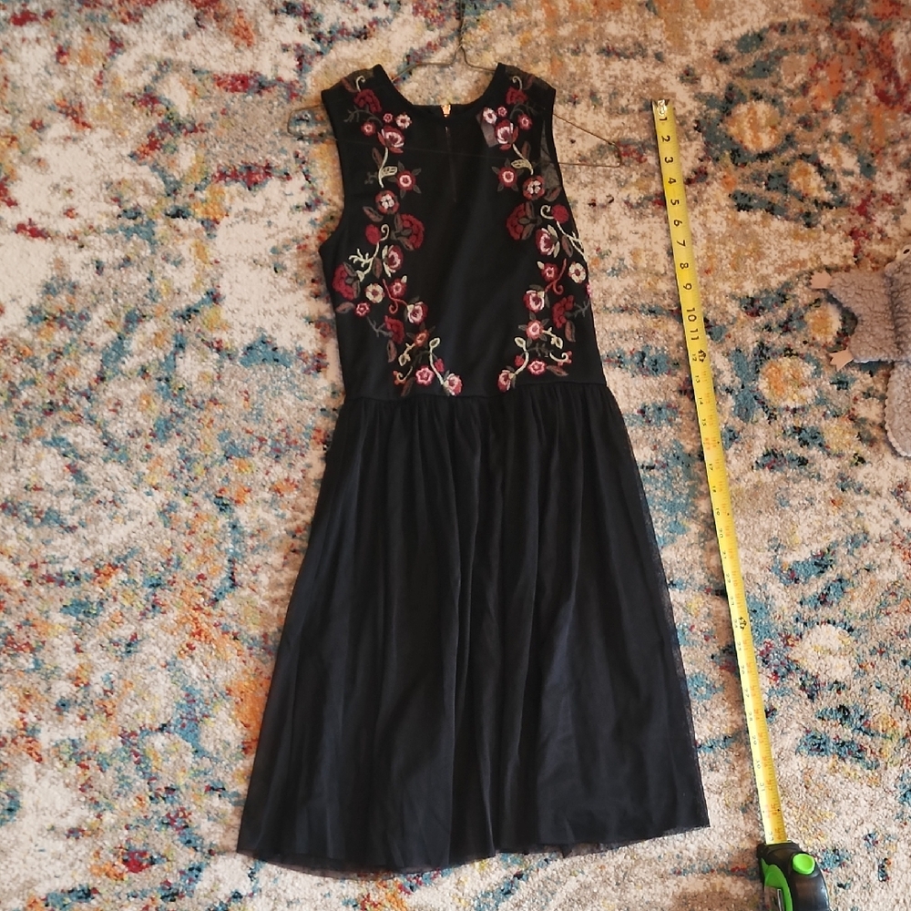 Floral Embroidered Black Dress